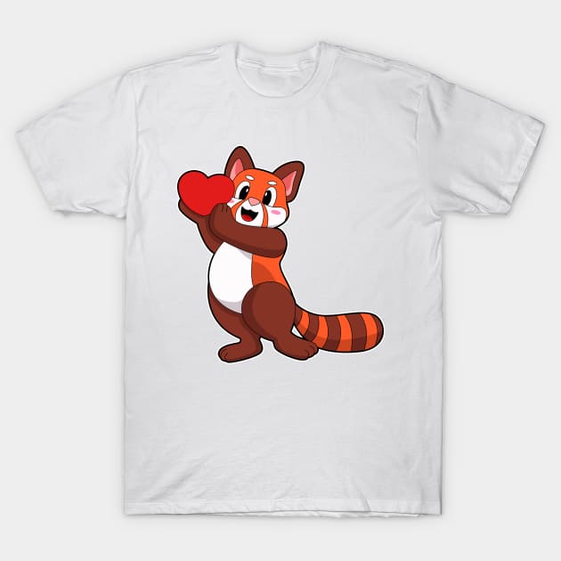 Red panda at Love with Heart T-Shirt by Markus Schnabel